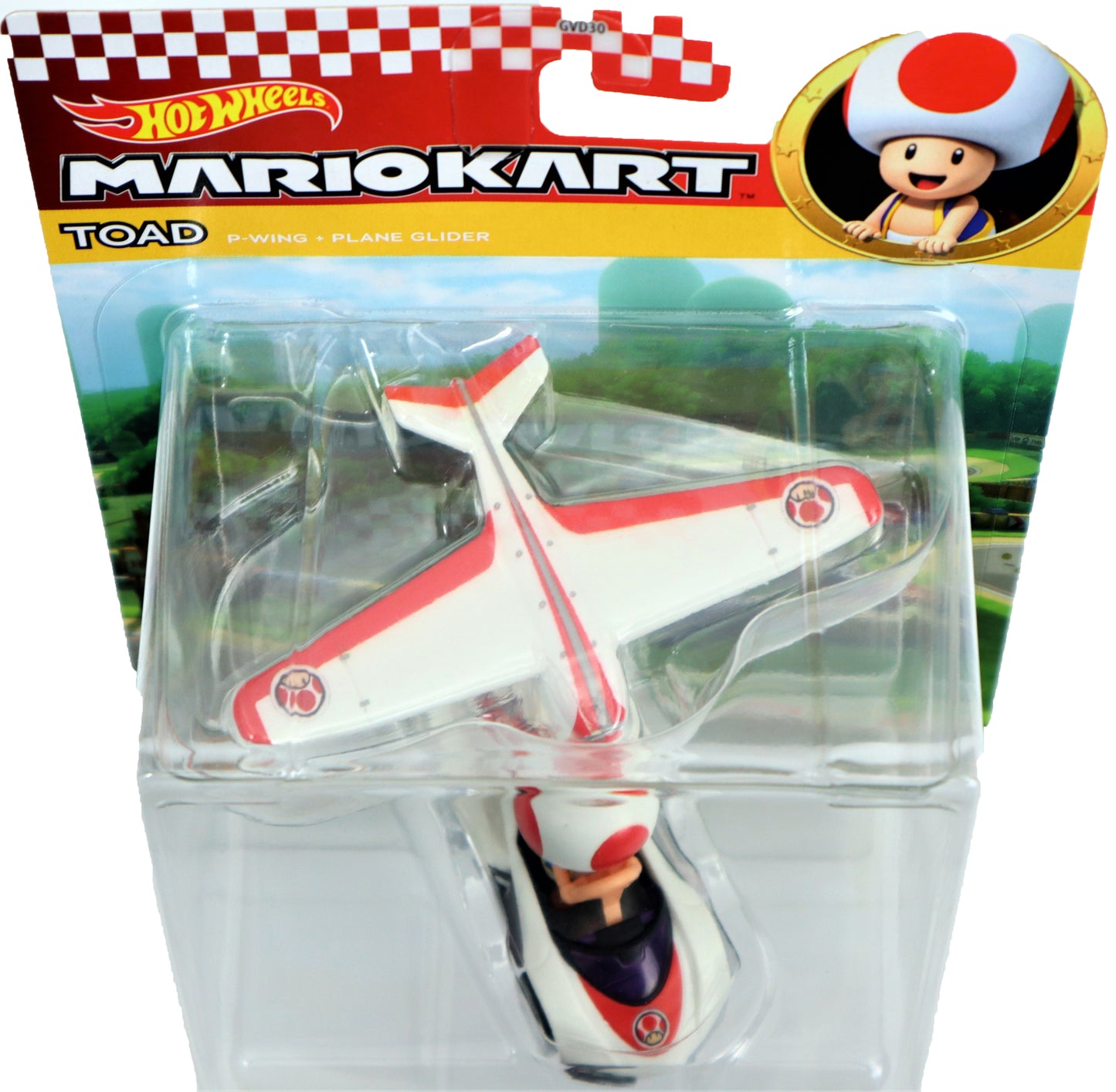 Hot Wheels Mario Kart Cars: Toad Nintendo Glider Edition: Red & White: 1:64 Scale