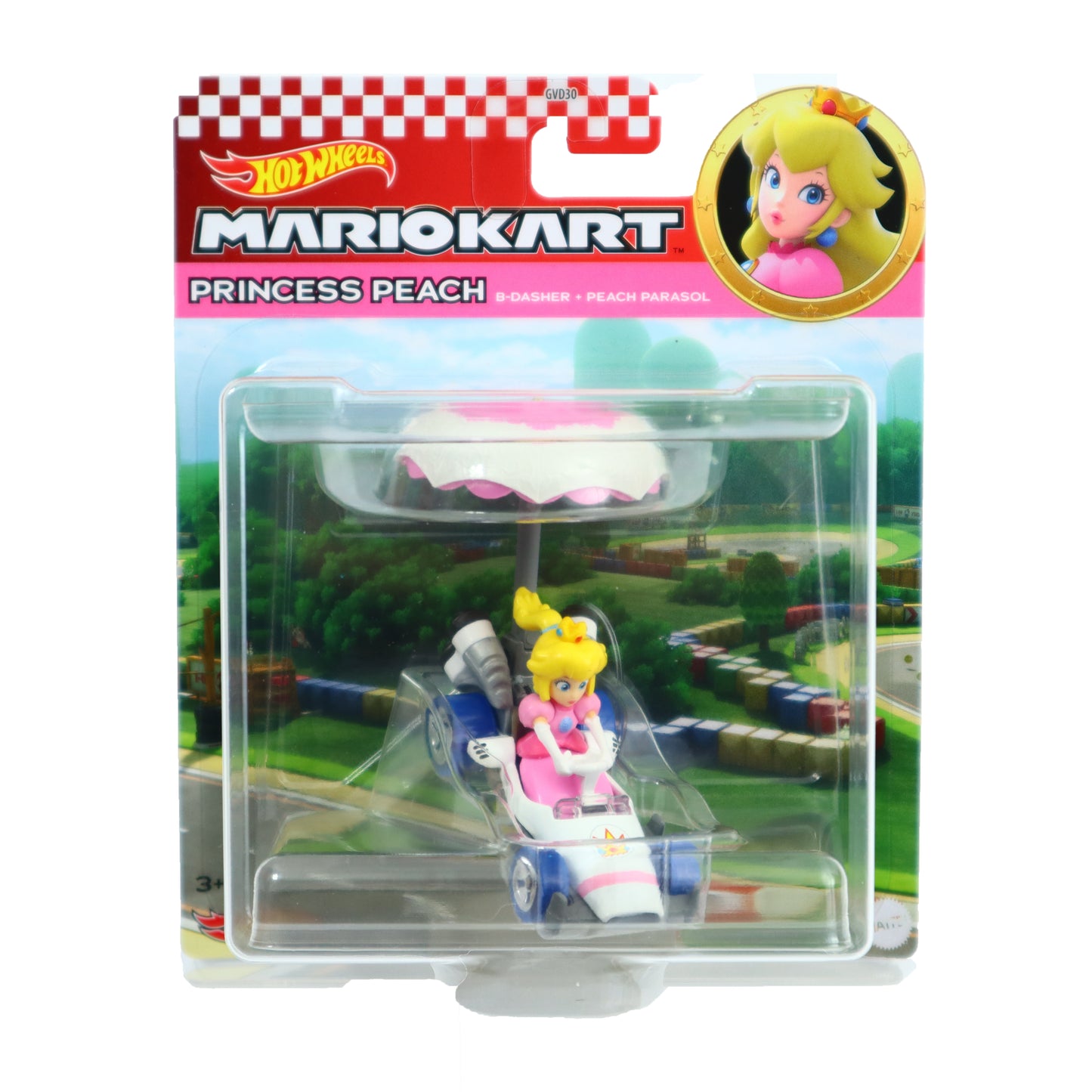 Hot Wheels Mario Kart Cars: Princess Peach Nintendo Glider Edition: Pink & White: 1:64 Scale