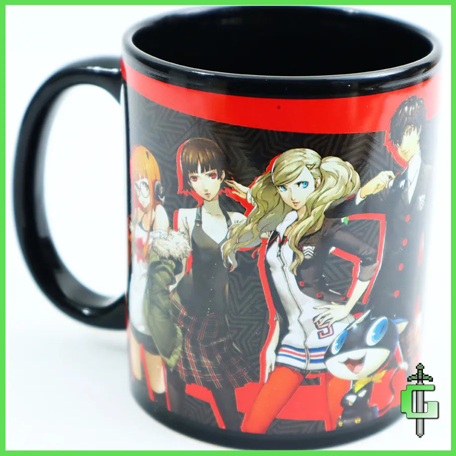 Persona 5 official license Ceramic Black Mug with Full Character Cast Wrapped Around