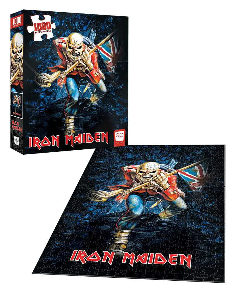 Iron Maiden Eddie 1000pc. Puzzle: 27in x 19in: "The Trooper" Puzzle Displayed on Table