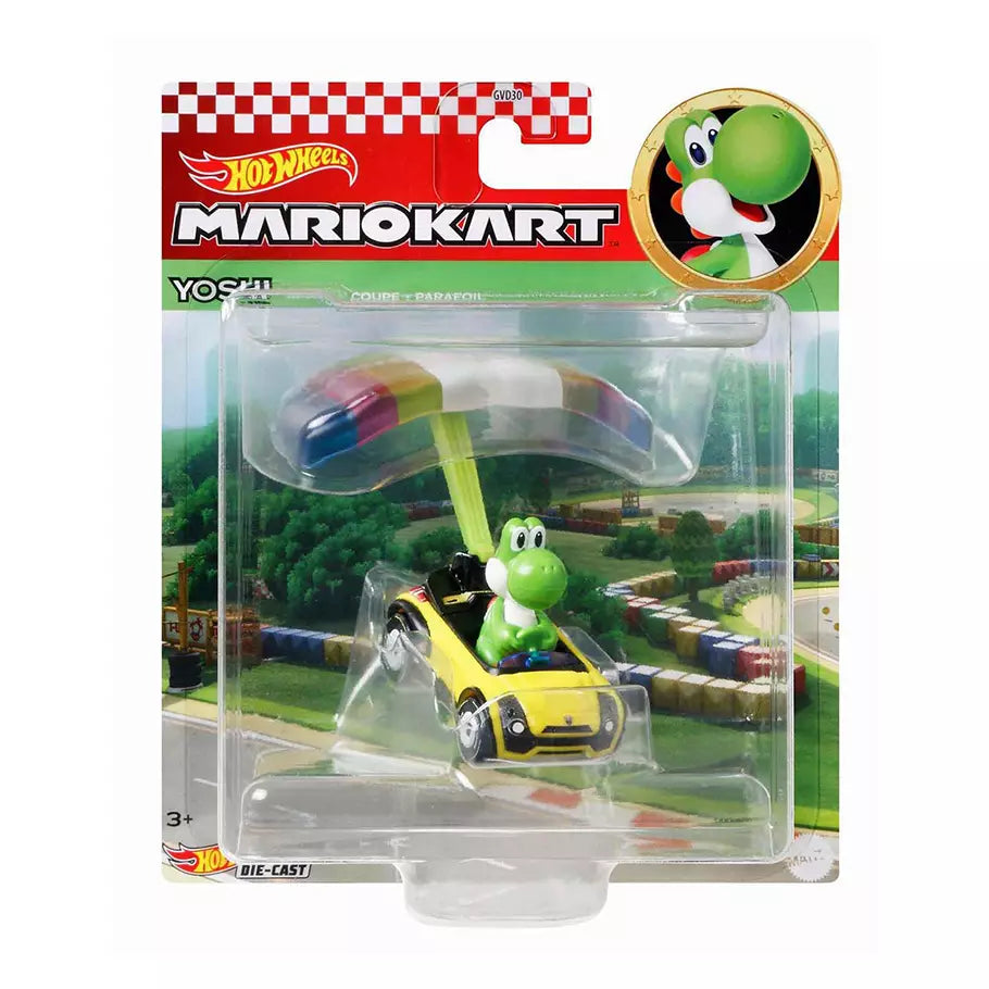Nintendo Hotwheels Mariokart Glider Card Featuring Green Yoshi w/ Rainbow Glider
