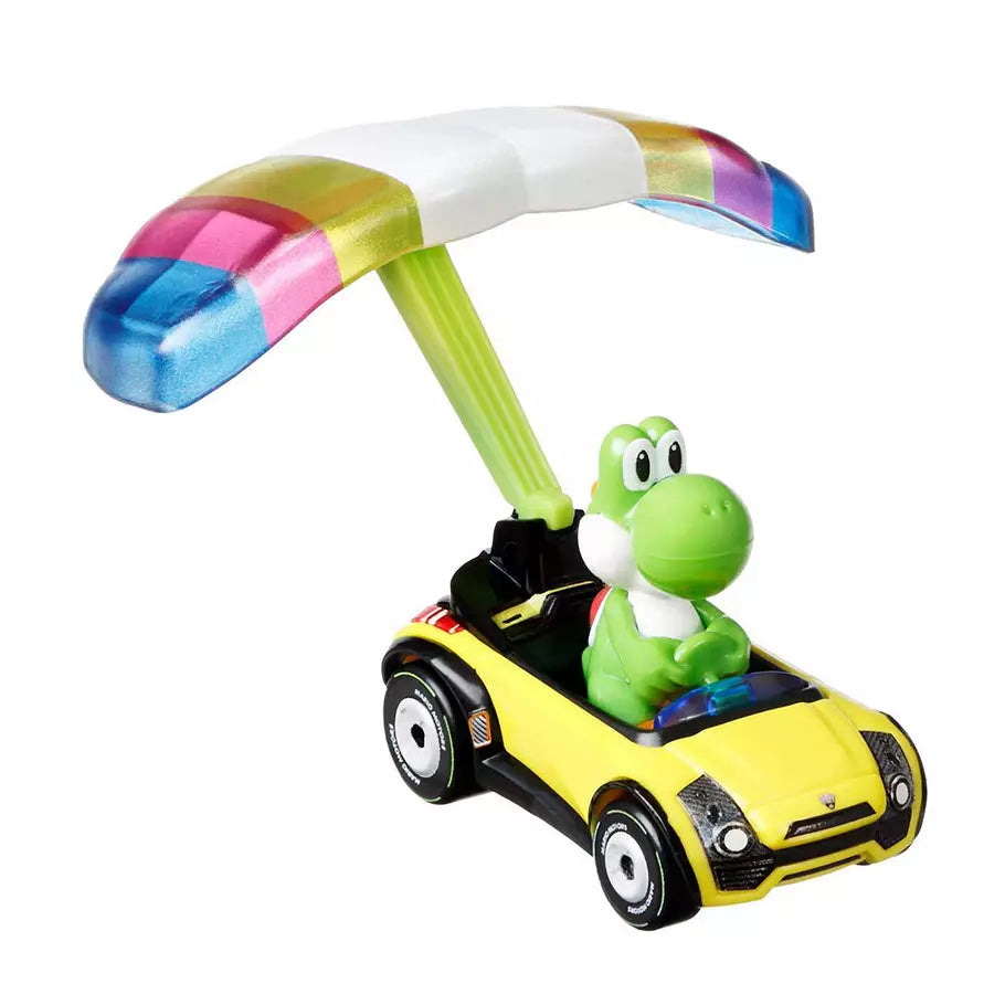 Close up of Green Yoshi in Mariokart Car Special Edition Nintendo Hotwheel