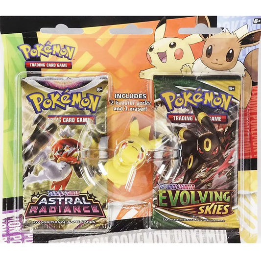Pokemon Trading Card Game Back to School Bundle Featuring Pikachu Eraser with Booster Packs