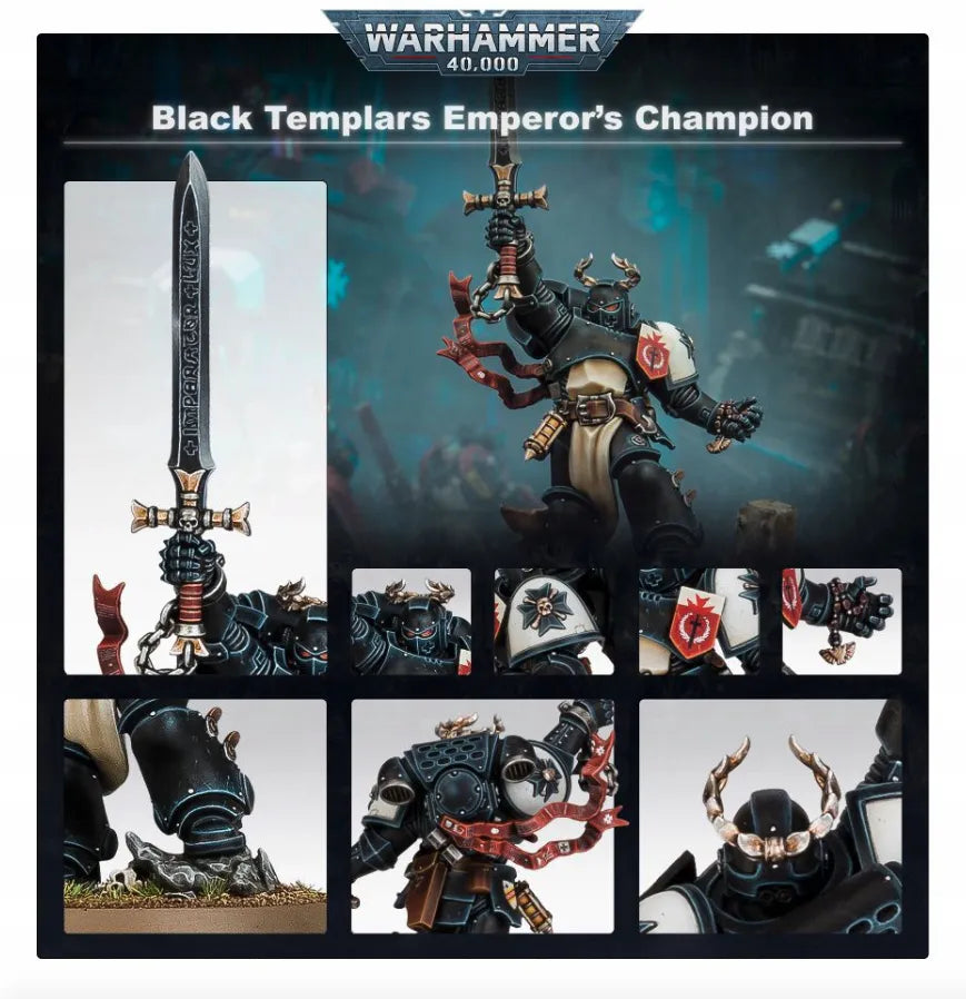 Warhammer 40,000: Black Templars Emperor's Champion: Unpainted Resin Miniatures Marketing Graphic