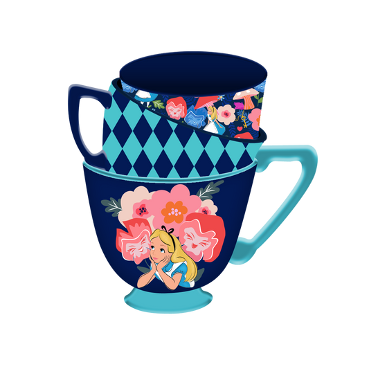 Disney Alice in Wonderland Colorful Floral Sketch 20oz Ceramic 3D Sculpted Mug