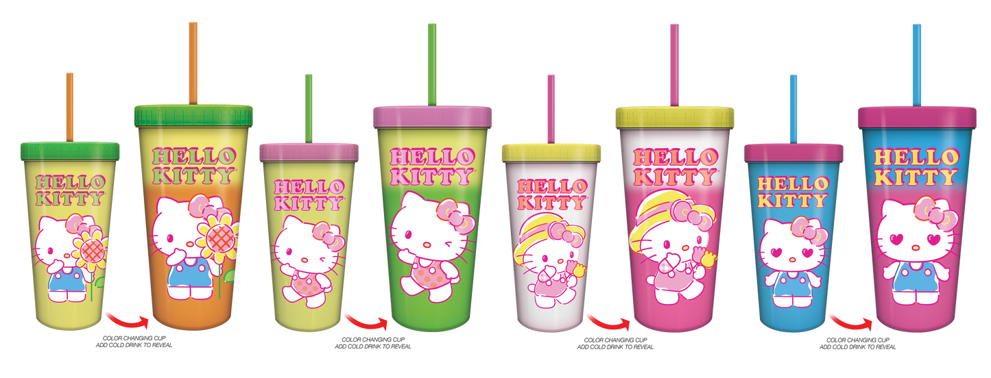 Hello Kitty Doodle 24oz. 4pk. Color Change Cold Cup Set