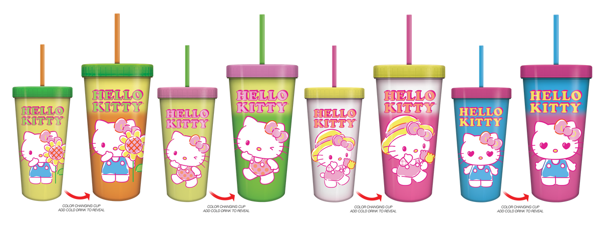 Hello Kitty Cold Hello Kitty Doodle 24oz. 4pk. Color Change Cold Cup Set – TheGeekPeek