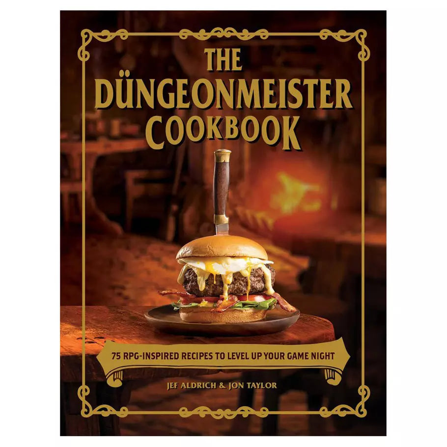 The Dungeonmeister Hardcover Dungeons and Dragons RPG Cookbook featuring a burger with cheese
