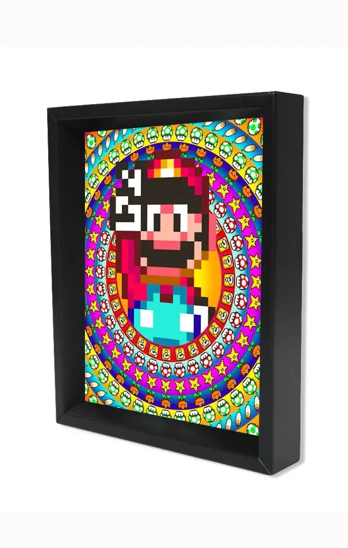 Super Mario - Circles 3D Lenticular Shadowbox 9.25" x 11.25" 8" x 10" Wall Art Display Piece 