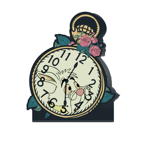 Disney Alice in Wonderland White Rabbit Clock Large Die Cut MDF Box Sign 6.5 in