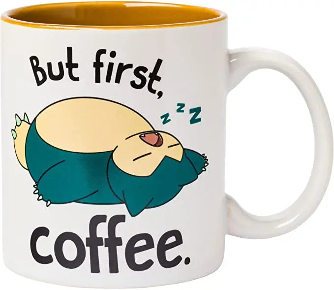Pokemon Snorlax I Need Coffee "But First Coffee" 20oz Ceramic Mug Front View
