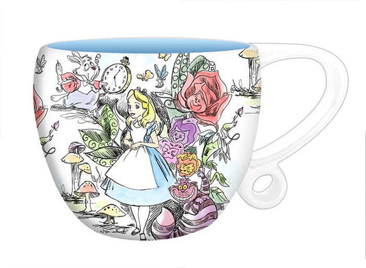 Disney Alice in Wonderland Colored Sketched Garden 17.5oz Loop Handle Ceramic Mug