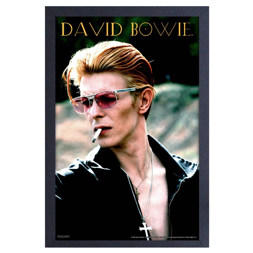 David Bowie Portrait Smoking 11" x 17" Framed Print Wall Art 