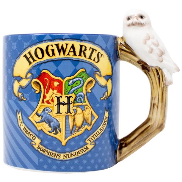 Harry Potter Hogwarts 20oz Ceramic Mug: Featuring Hedwig The Owl Handle Front Profile
