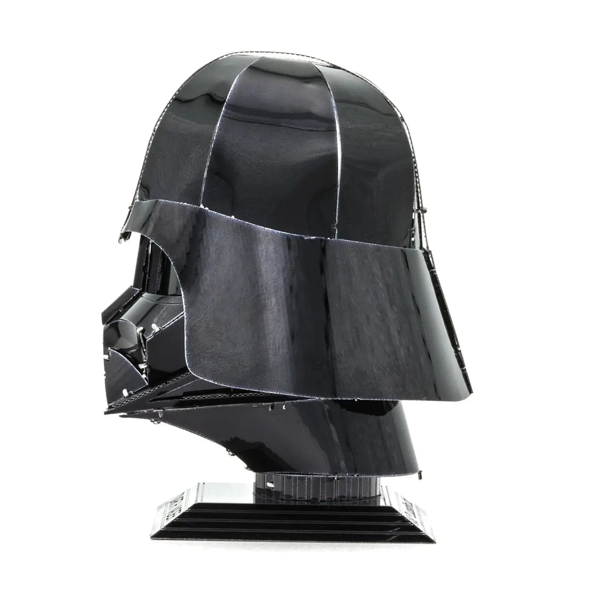 Star Wars Official 3D Metal Model Kit: 3in High Detail Darth Vader Helmet Built and Displayed Side View