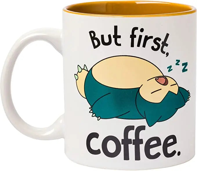 Pokemon Snorlax I Need Coffee "But First Coffee" 20oz Ceramic Mug Front View