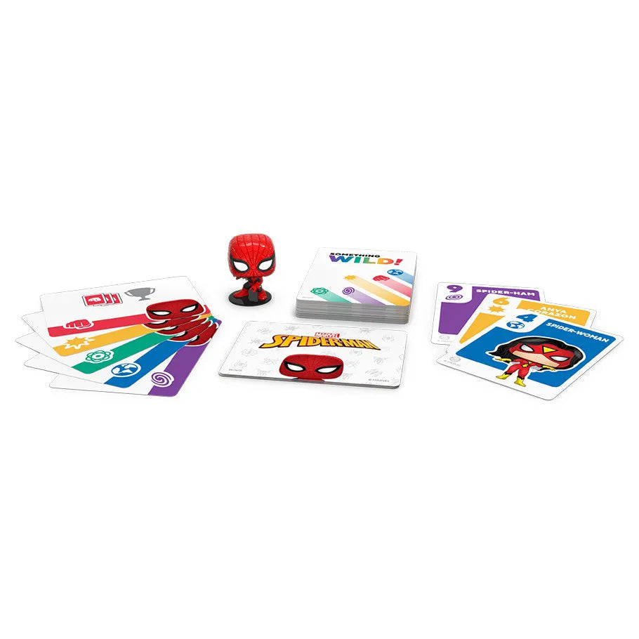 Marvel Something Wild! Spider-Man Edition Funko Pop Card Game Displayed on Table