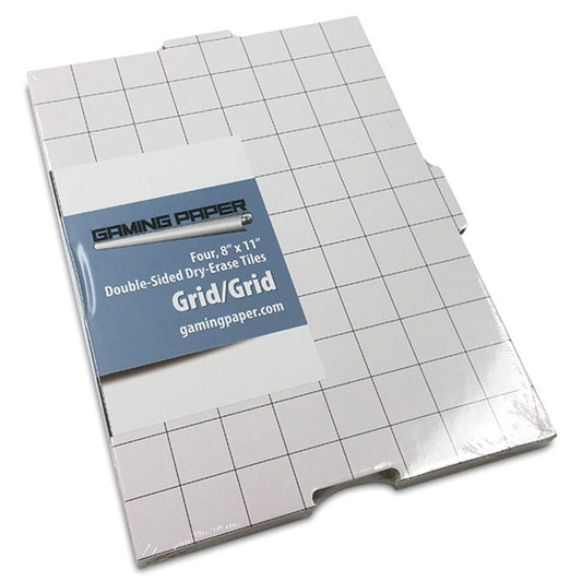 4 Gaming Paper D&D Role Playing Tiles - Dry Erase 8"x11" Interlocking: 1" Square Grid
