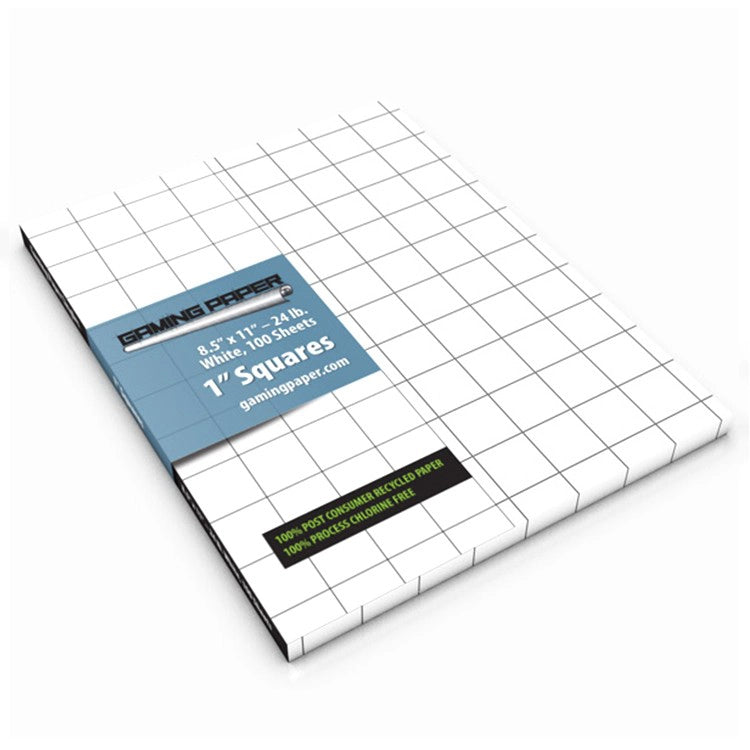 White Gaming Paper: 1" Squares D&D Role Playing GM Paper: 100 Sheets