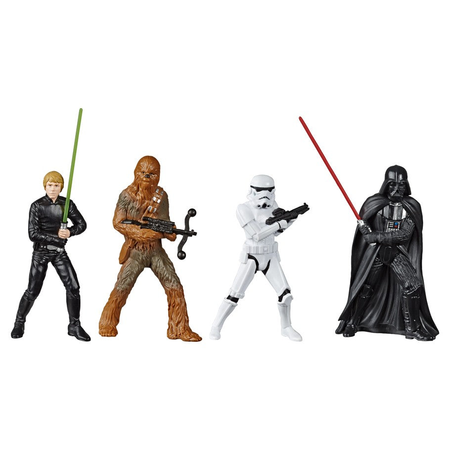 Set of 4 Star Wars Basic Action Figures Featuring Darth Vader, Luke Skywalker, Chewbacca, and Stormtrooper
