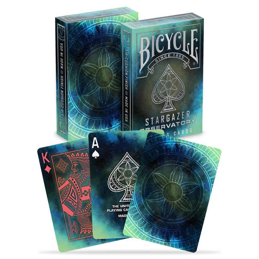 Bicycle Playing Card Deck: Stargazer Observatory Space Theme: Blue Green Finish