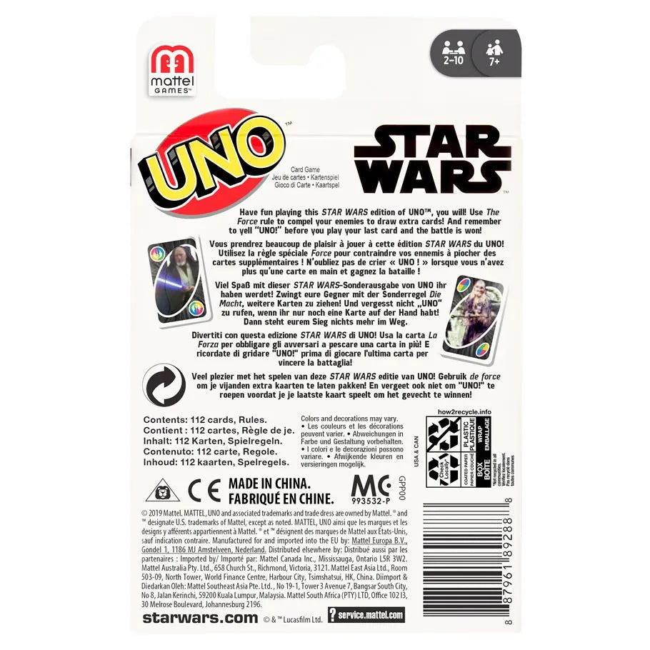 Back Profile of the Uno Star Wars Card Game