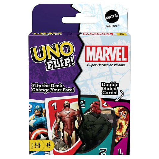 Uno Flip! Card Game Featuring Marvel Super Heroes or Villians Double Sided Cards
