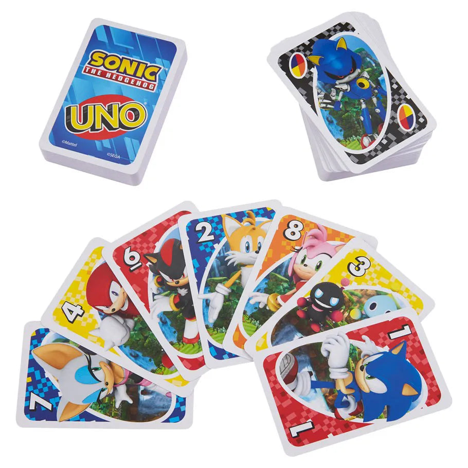 Sonice the Hedgehog Uno Card Game Cards on Table