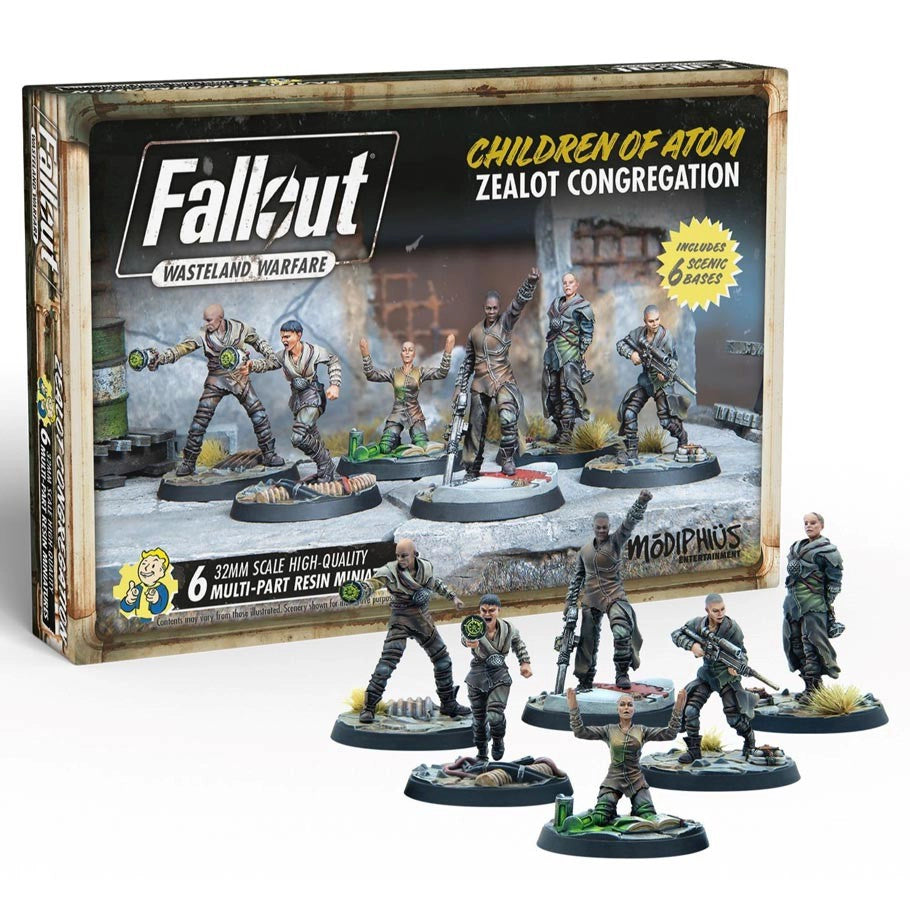 Fallout Wasteland Warfare: CoA Zealot Congregation: Roleplaying Resin Miniature Figures