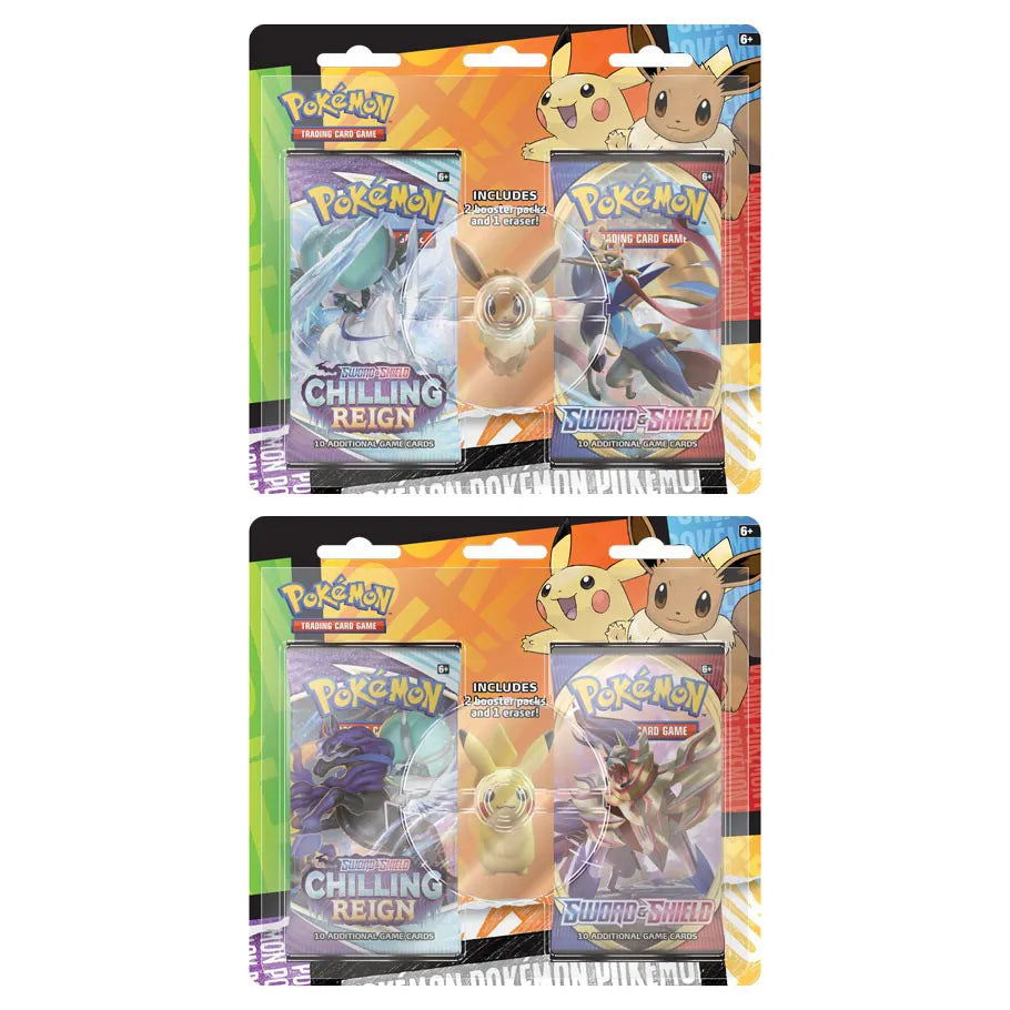 Pokemon Trading Card Game Back to School Bundle Featuring Pikachu and Eevee Eraser with Booster Packs