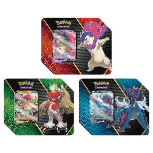 Pokemon Divergent Powers Collectible Tins: Set of 3: Featuring Hisuian Decidueye Typhlosion Samurott