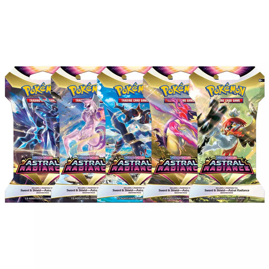 A side by side comparison of Pokemon Astral radiance booster pack artwork