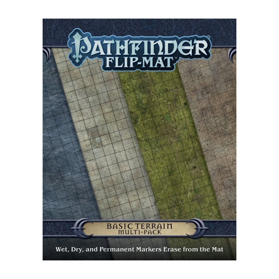 Pathfinder Multi-Pack Basic Terrain Flip-Mat: 24" x 30": Grassland Stone Street Water