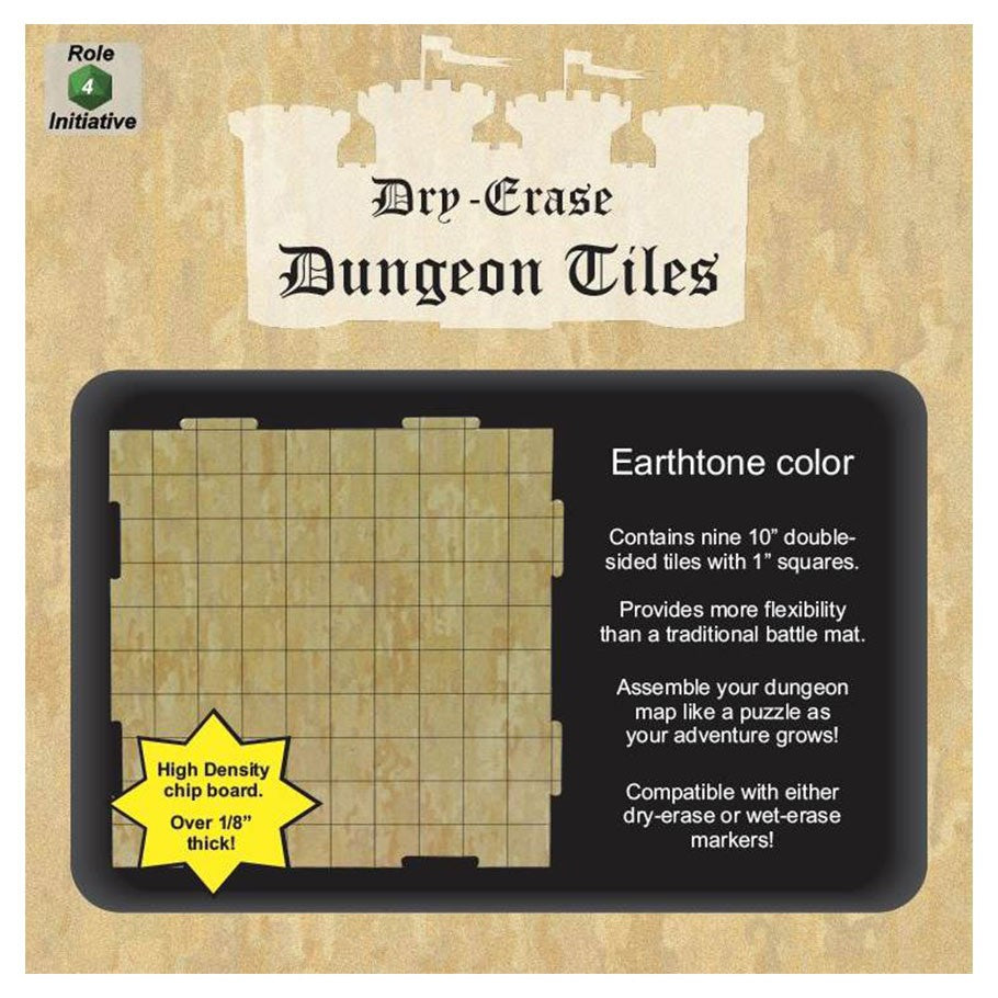 Dungeons and Dragons D&D Dry-Erase 10" Earthtone Grid: Interlocking: Single Dungeon Tile