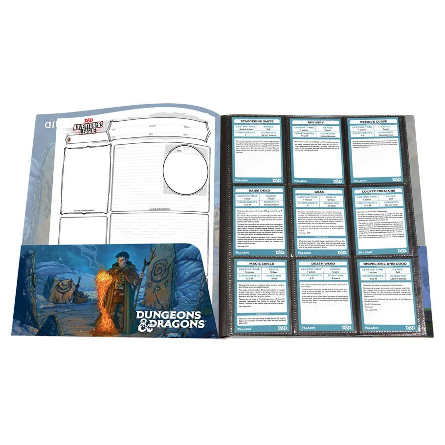 Druid Official D&D Character Folio Portfolio Organizer Folder Open Displaying The Stickers and Organizational Items Inside