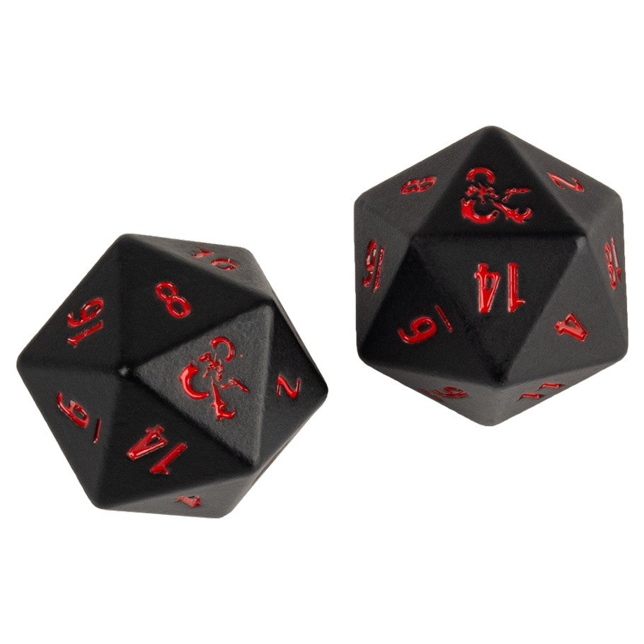 D&D Heavy Metal D20 Set: Black & Red Premium Role Playing Dice